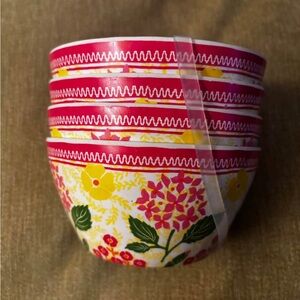 Bella Lux Floral Bamboo Bowls - Set of 4